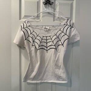 Vixen by Micheline Pitt white spiderweb mantrap top - XS